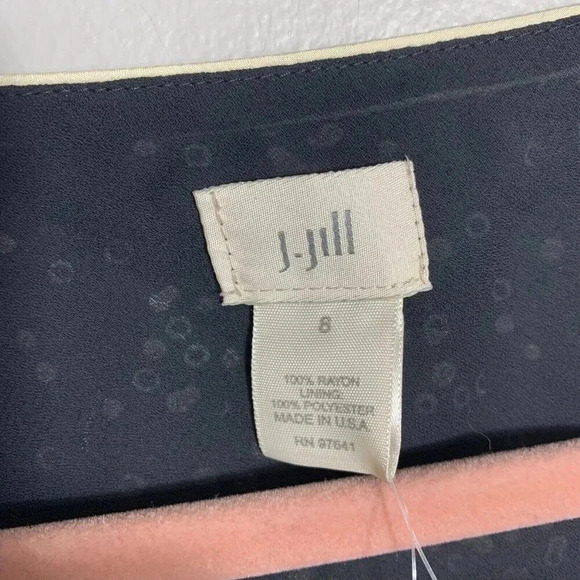 J. Jill Dress Black White Midi Size 8 lined Sleeveless Ruffle Church Work NWT - Picture 5 of 11